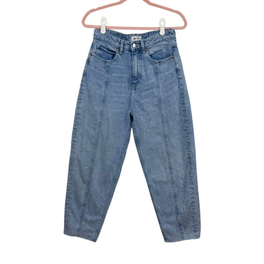 Lee x H&M | Light Wash High Rise Balloon Leg Barrel Jeans Raw Hem Cotton Size 6